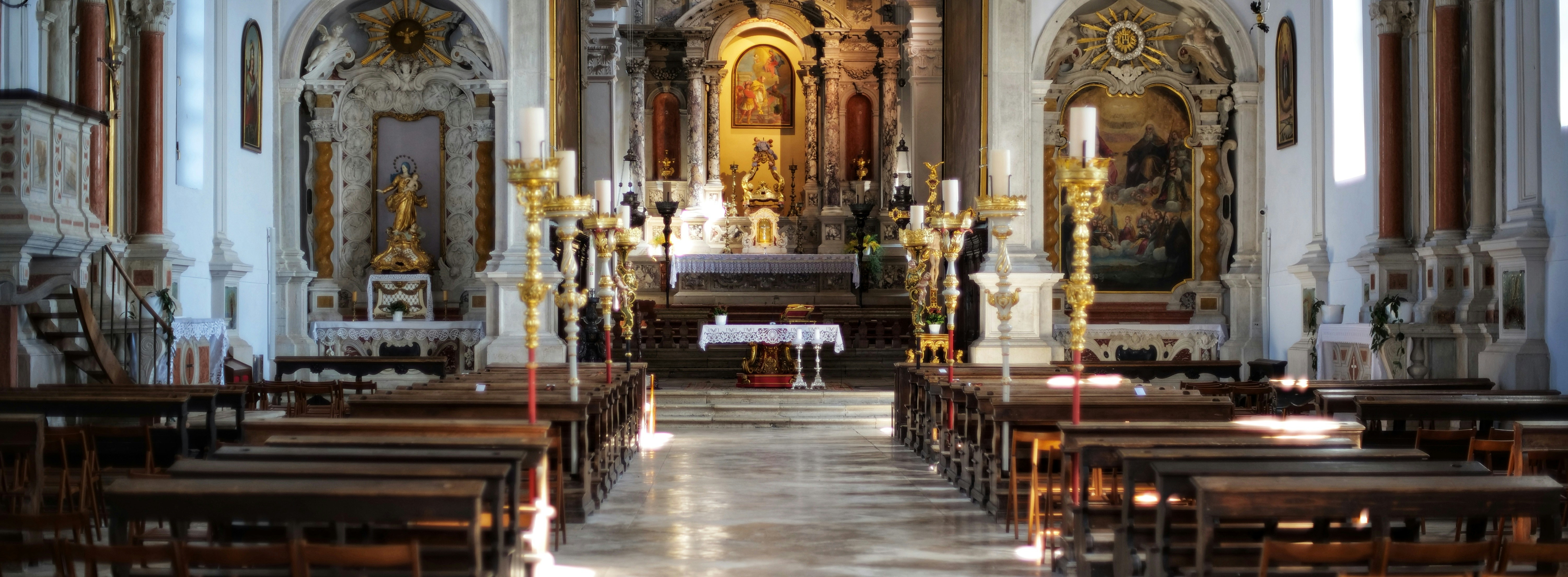 a large church with a large altar, 