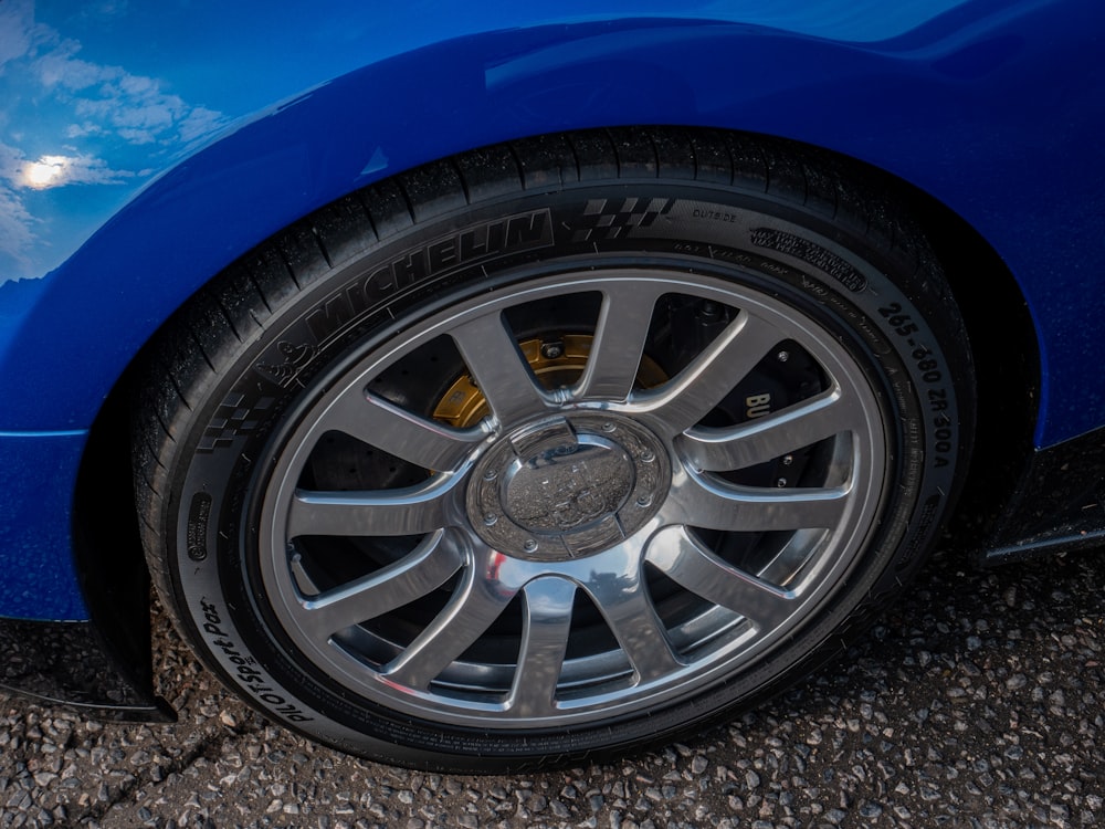 a close up of a car tire