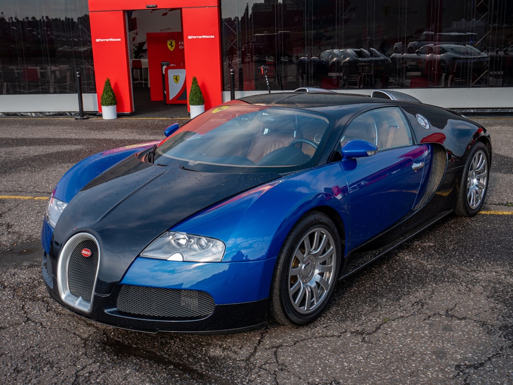 a blue sports car