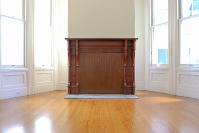 Bright living room with hardwood floors and fireplace