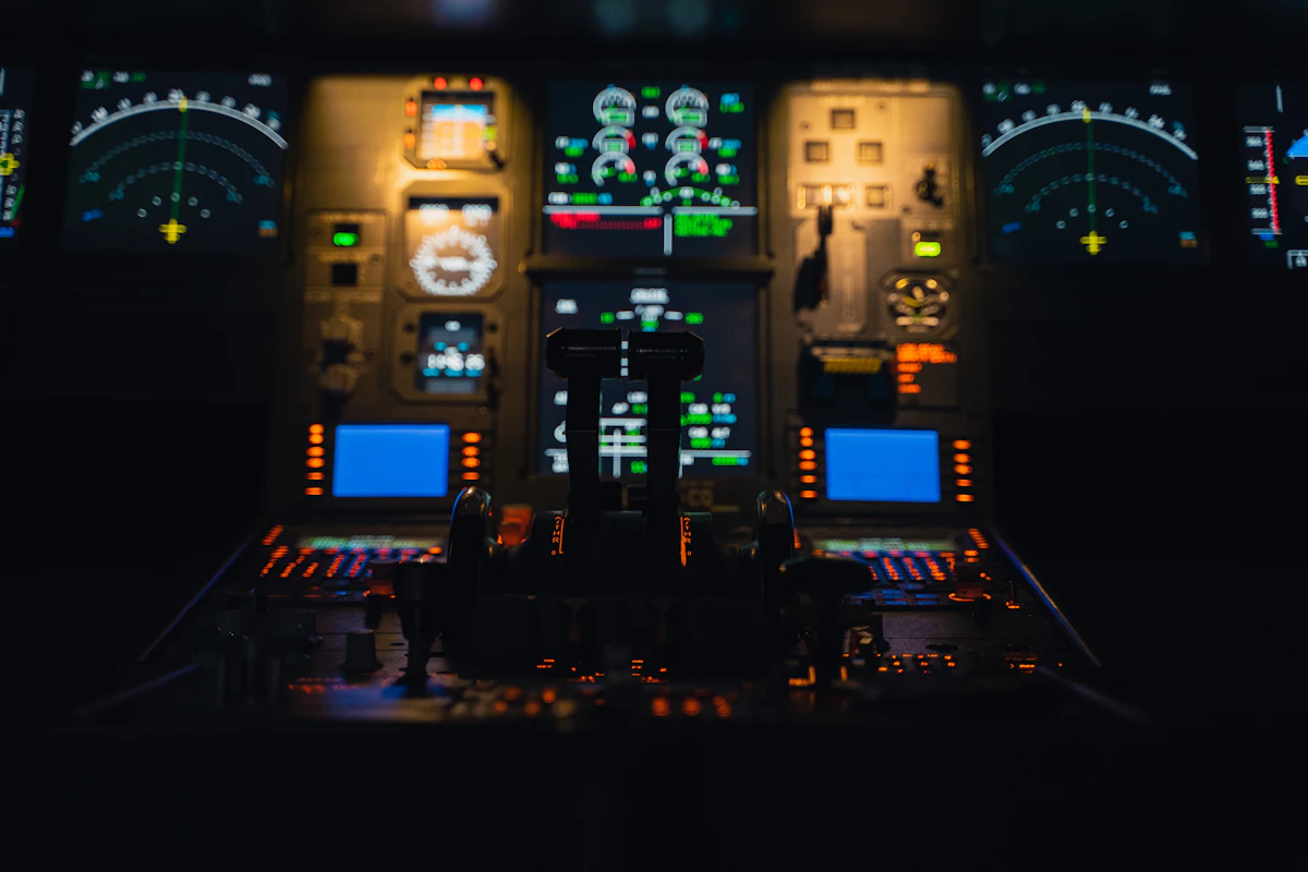 Operations control room with rows of screens
