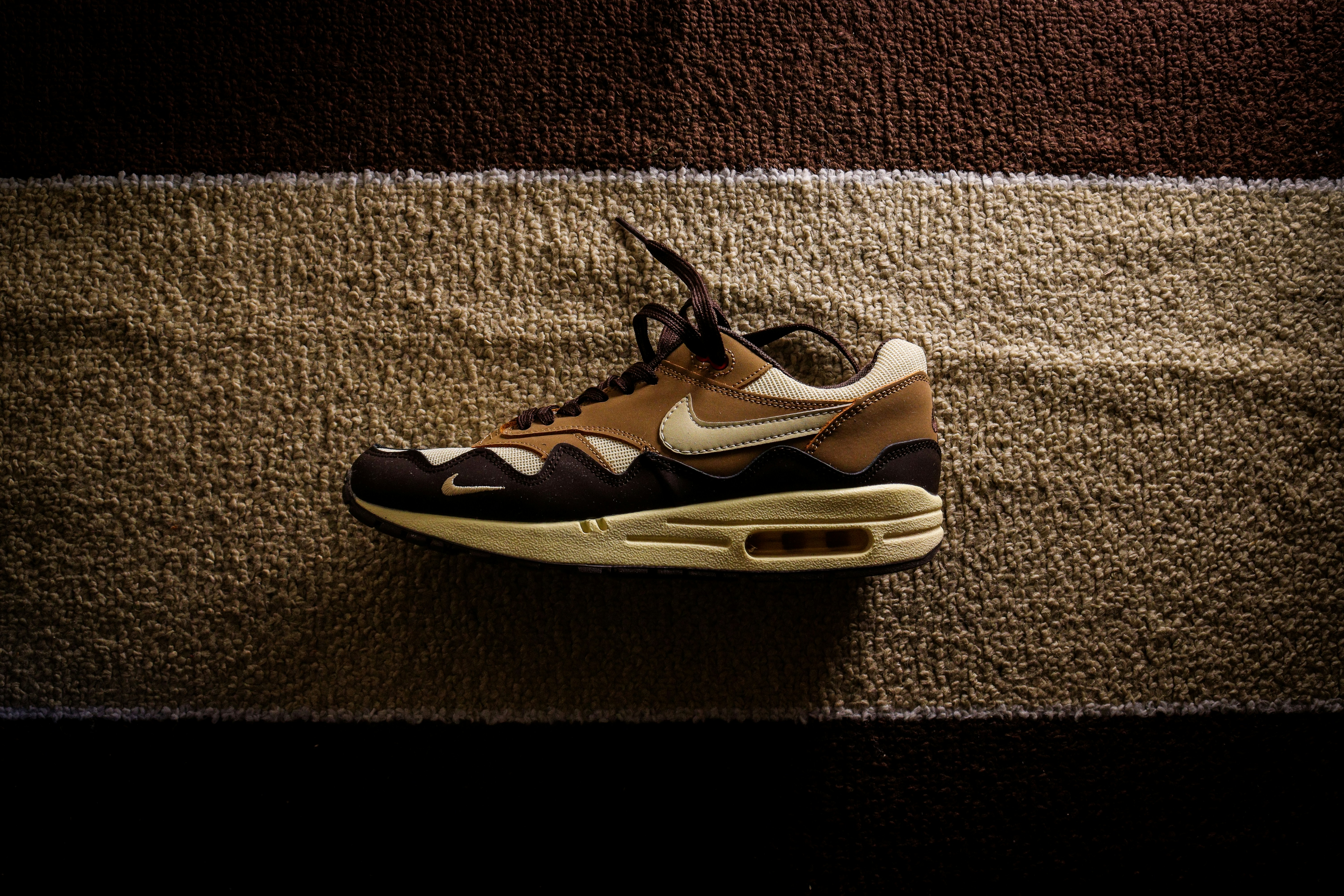 a pair of shoes on a carpet