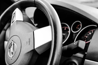 close up of a steering wheel