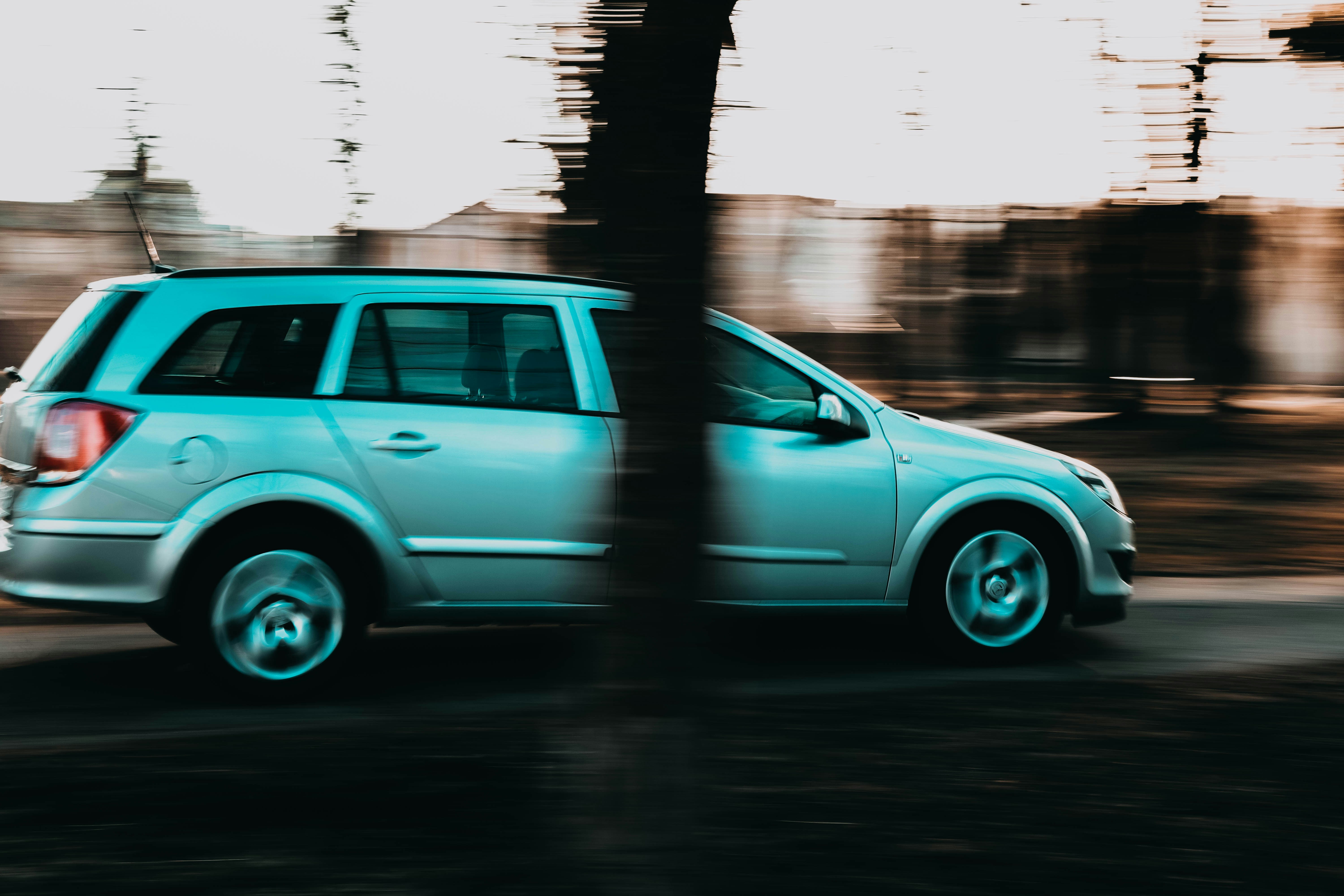 a car driving on a road