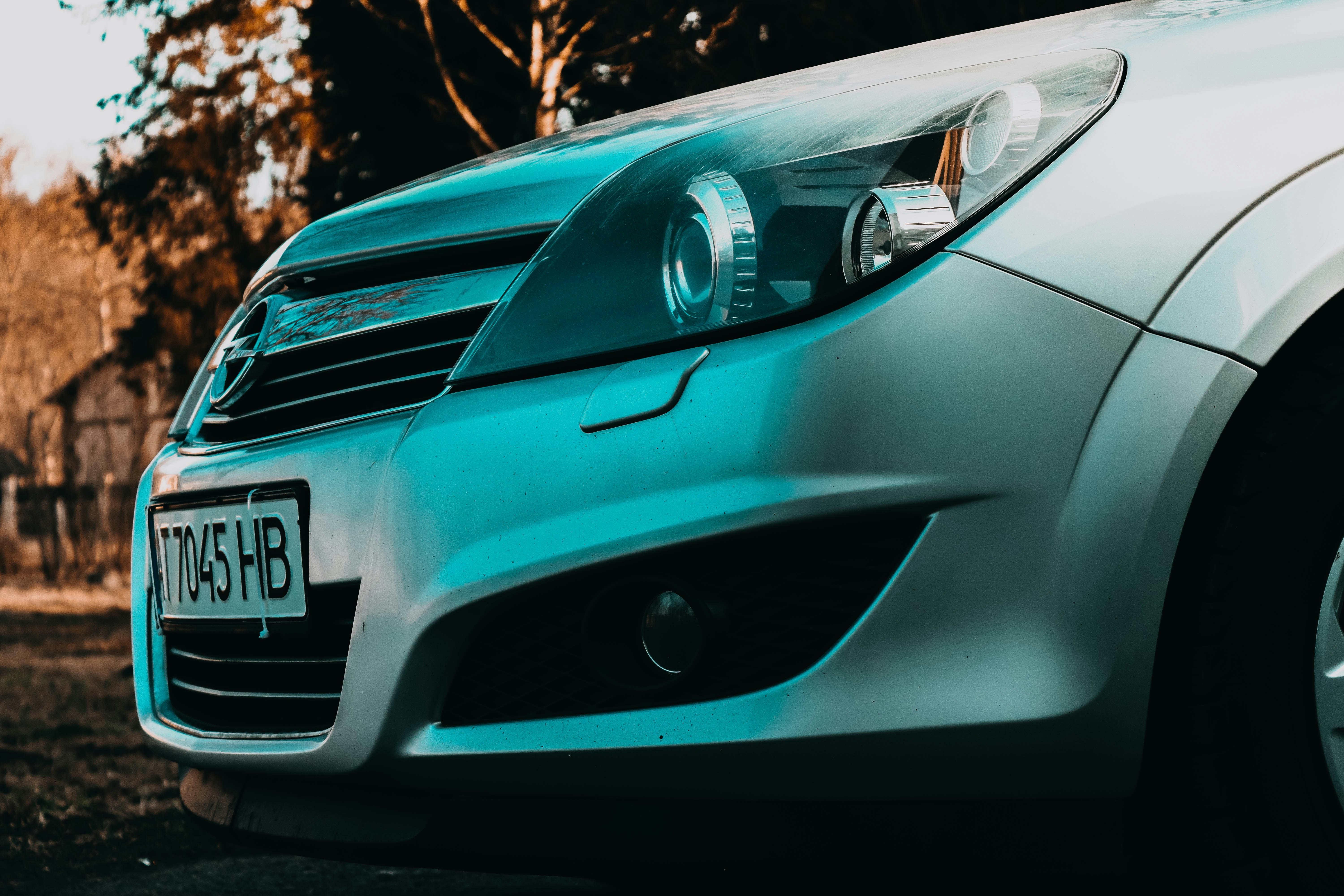 a car parked in a wooded area