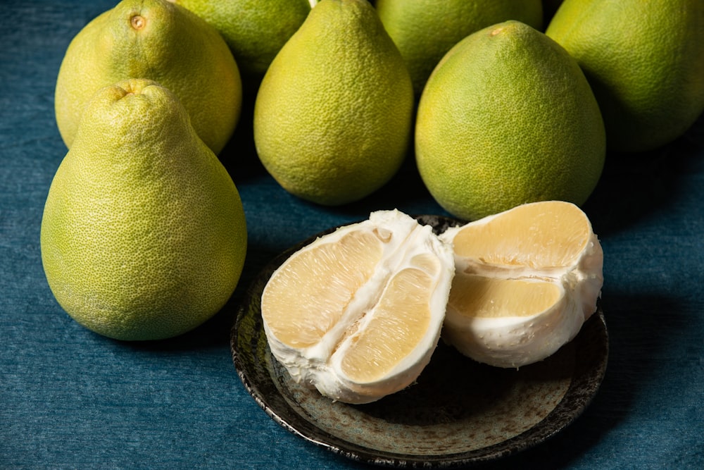 a plate of lemons