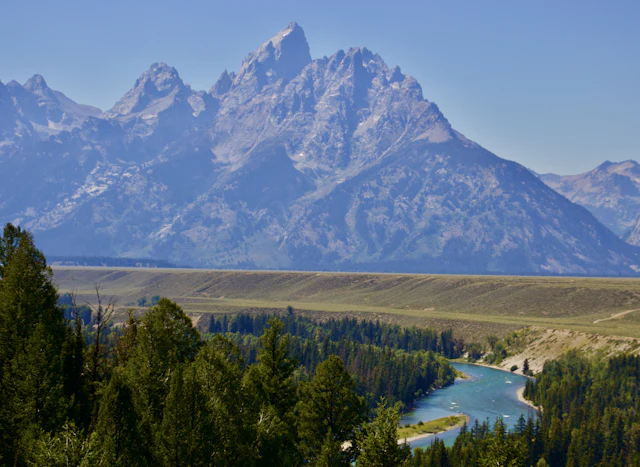The Snake River winding below the Grand Tetons in Wyoming
