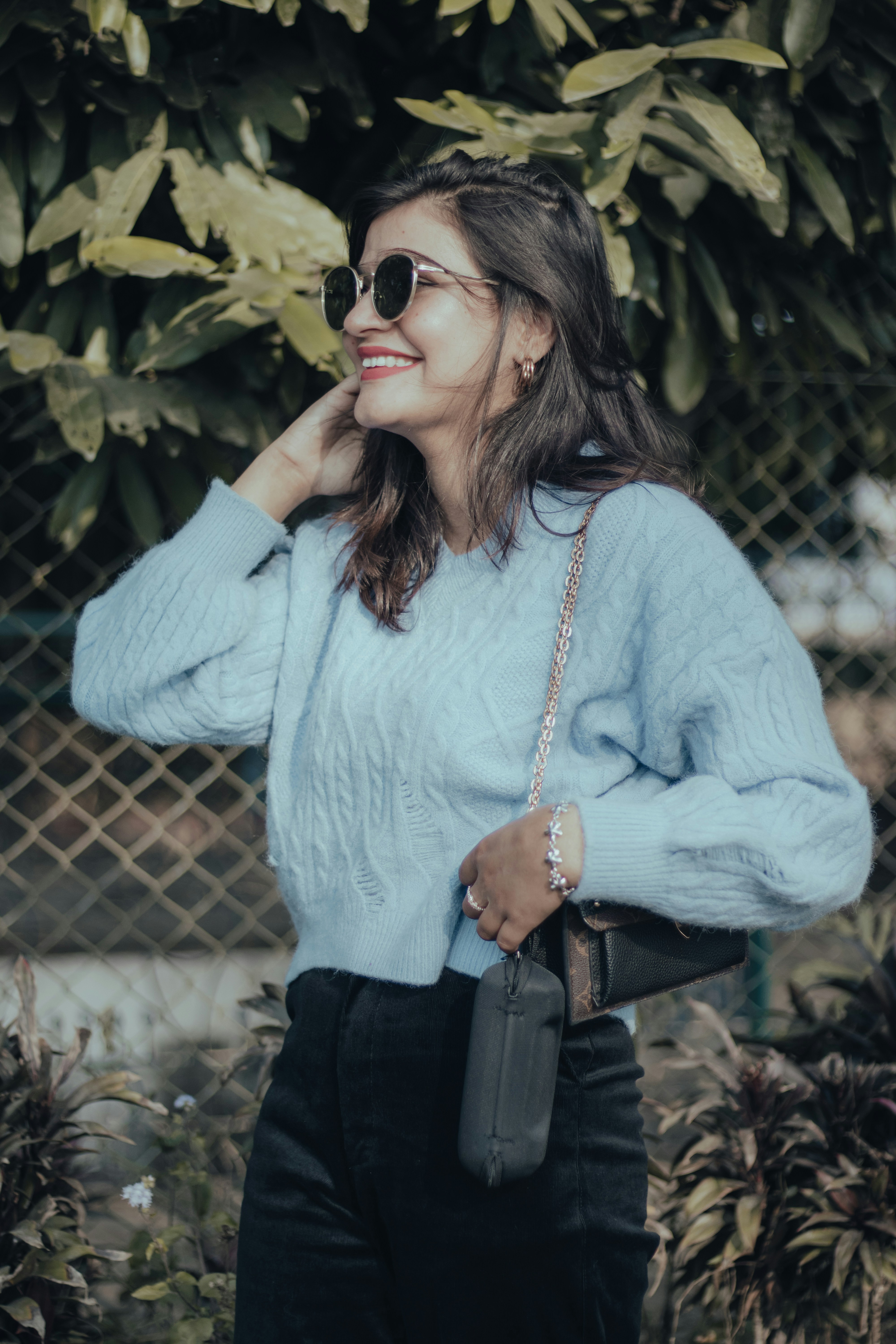 a woman wearing sunglasses