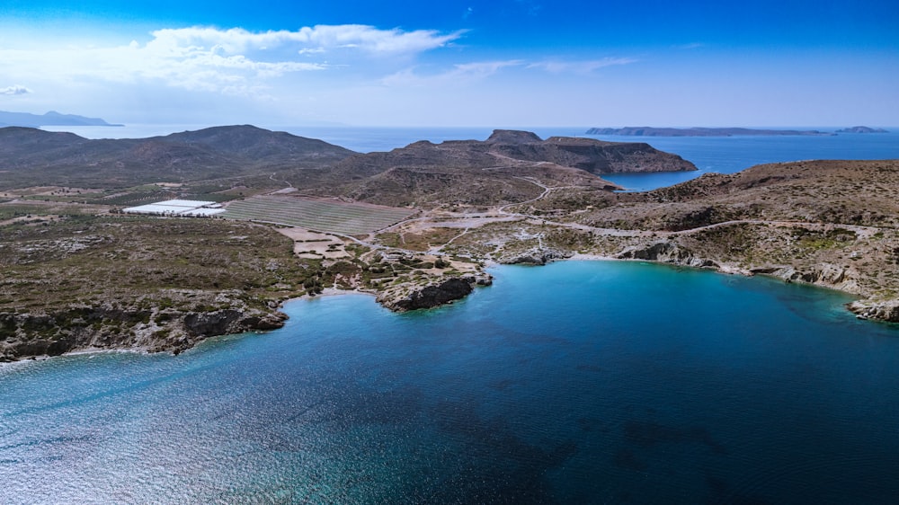 a body of water surrounded by land