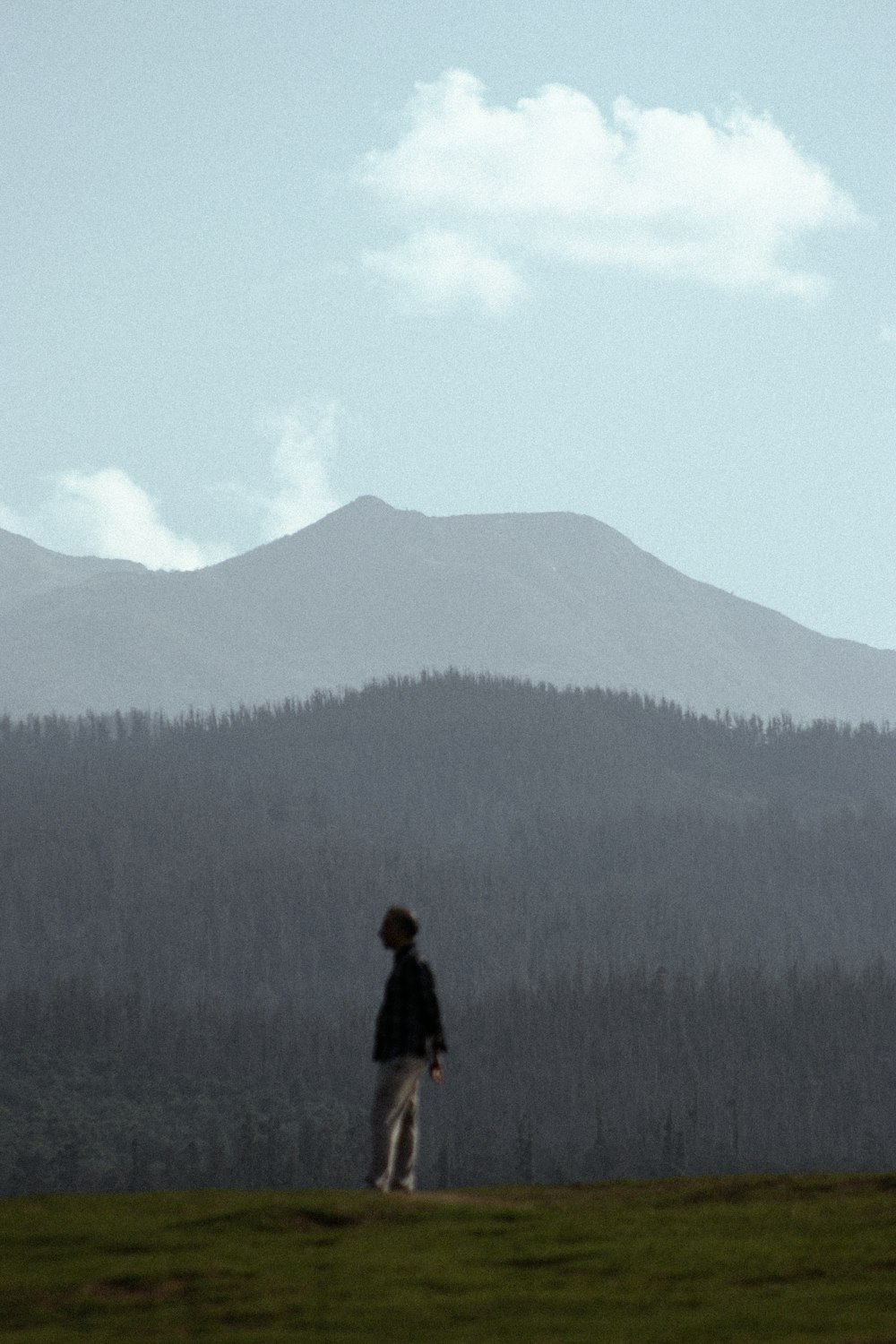 a person standing on a hill