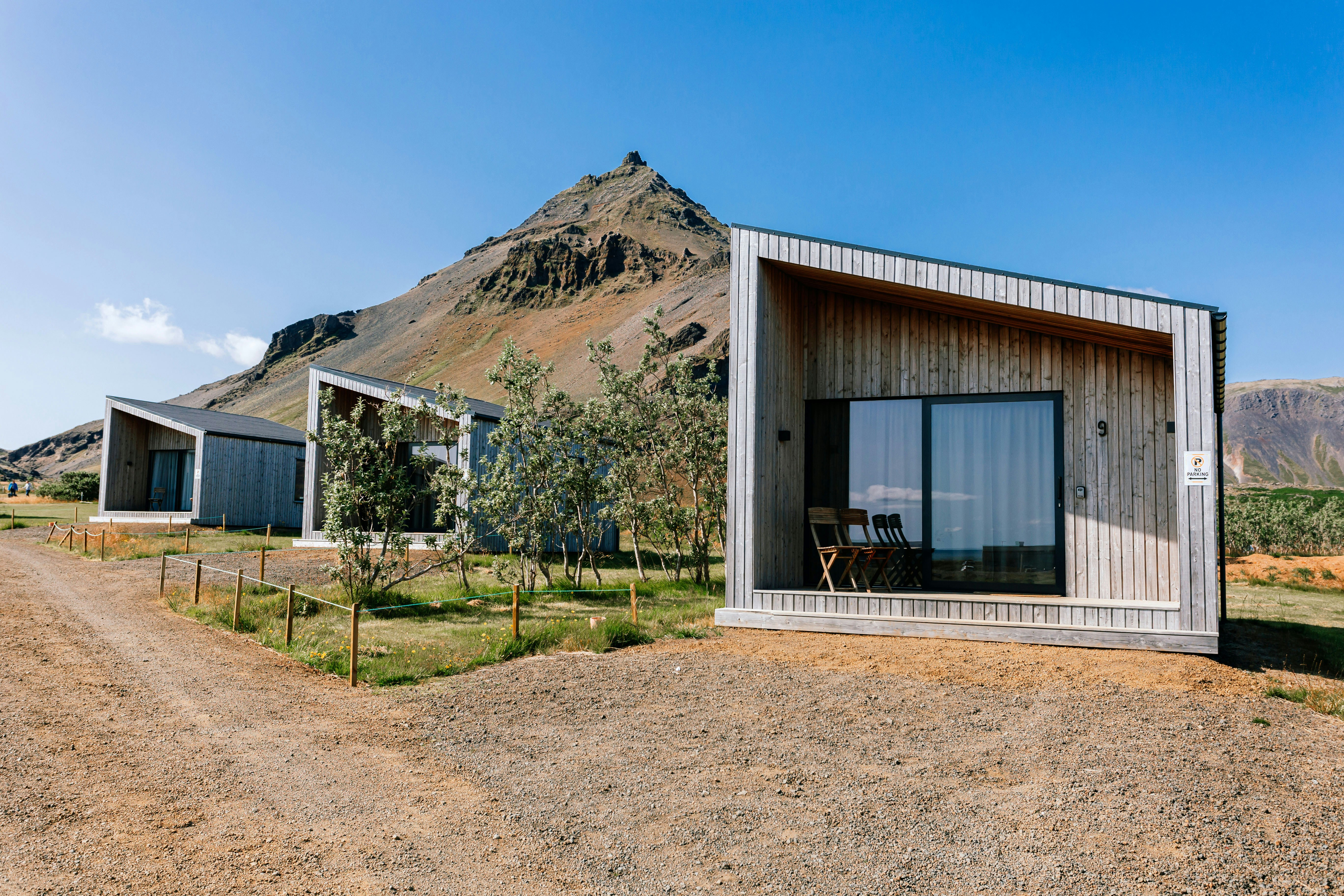 a house with a hill in the background