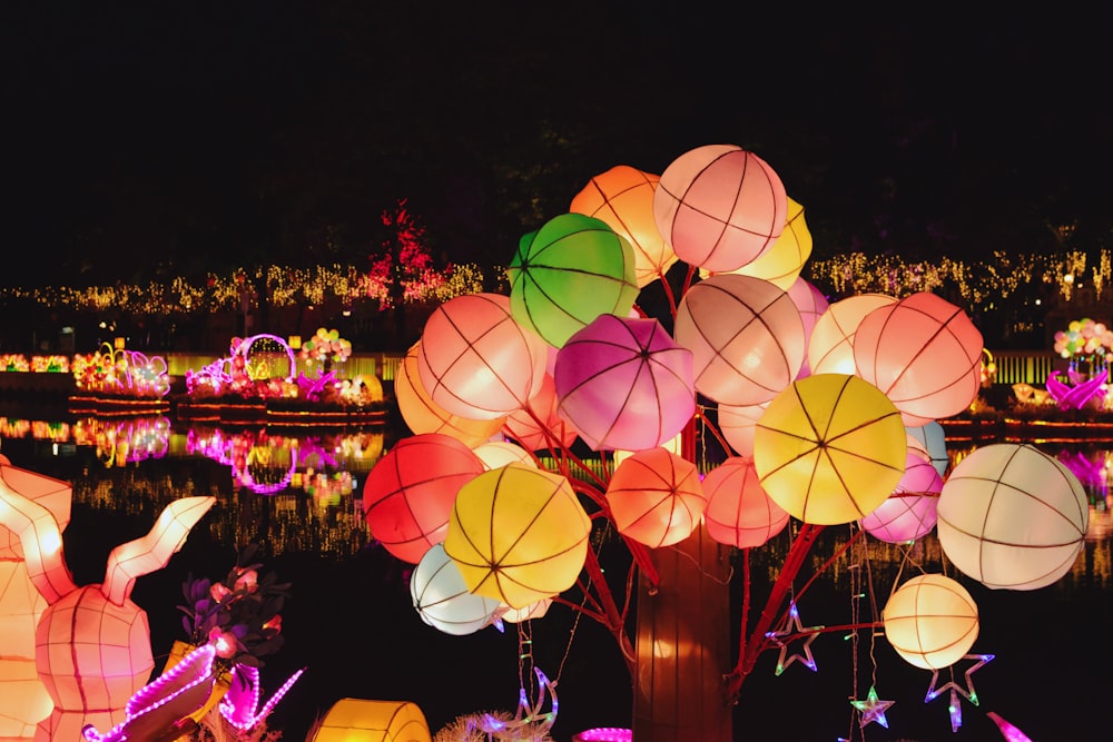 a group of colorful lanterns