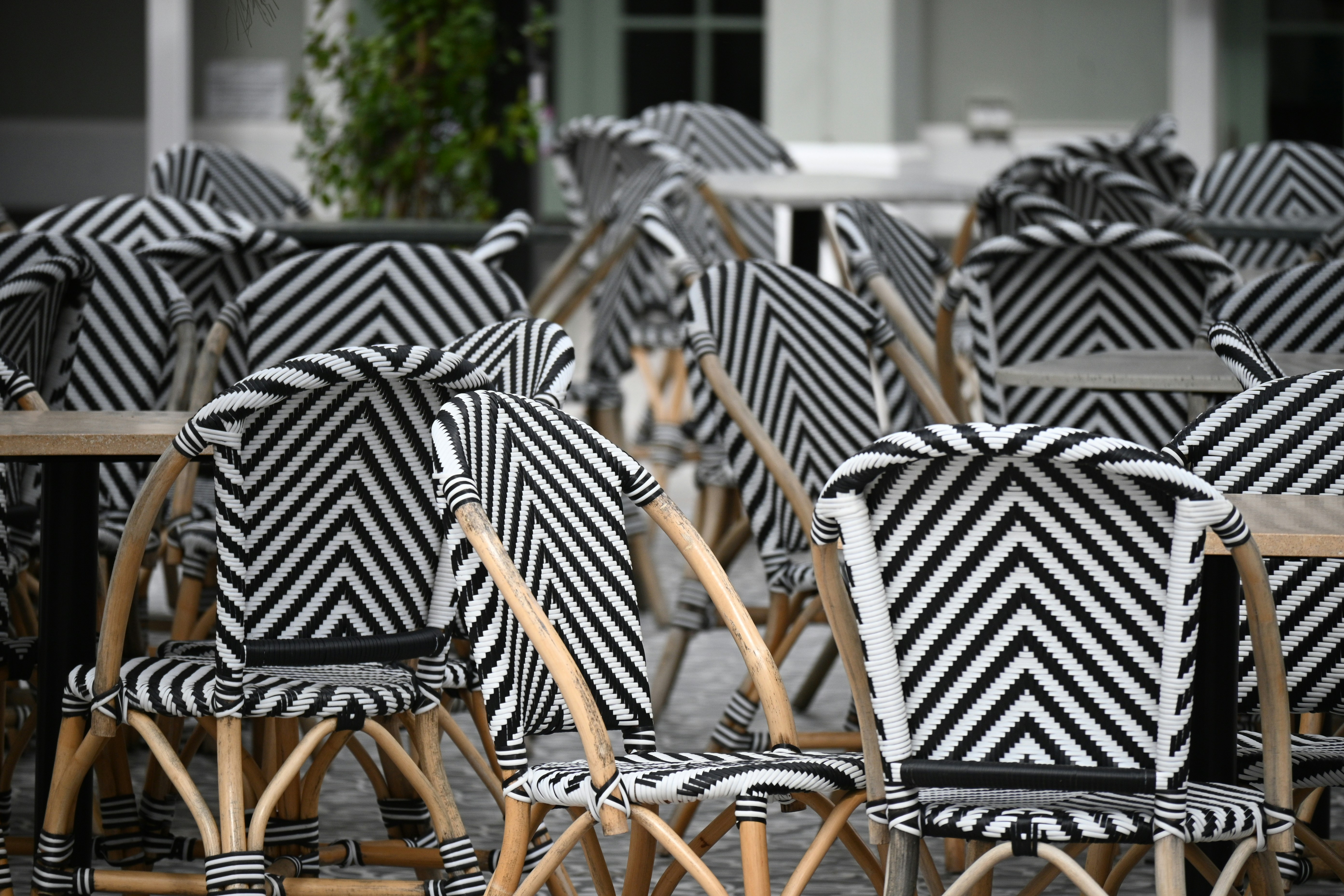 a group of chairs outside