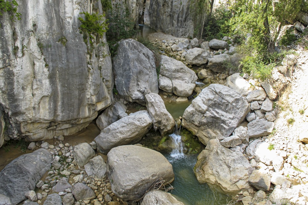 a stream of water surrounded by rocks