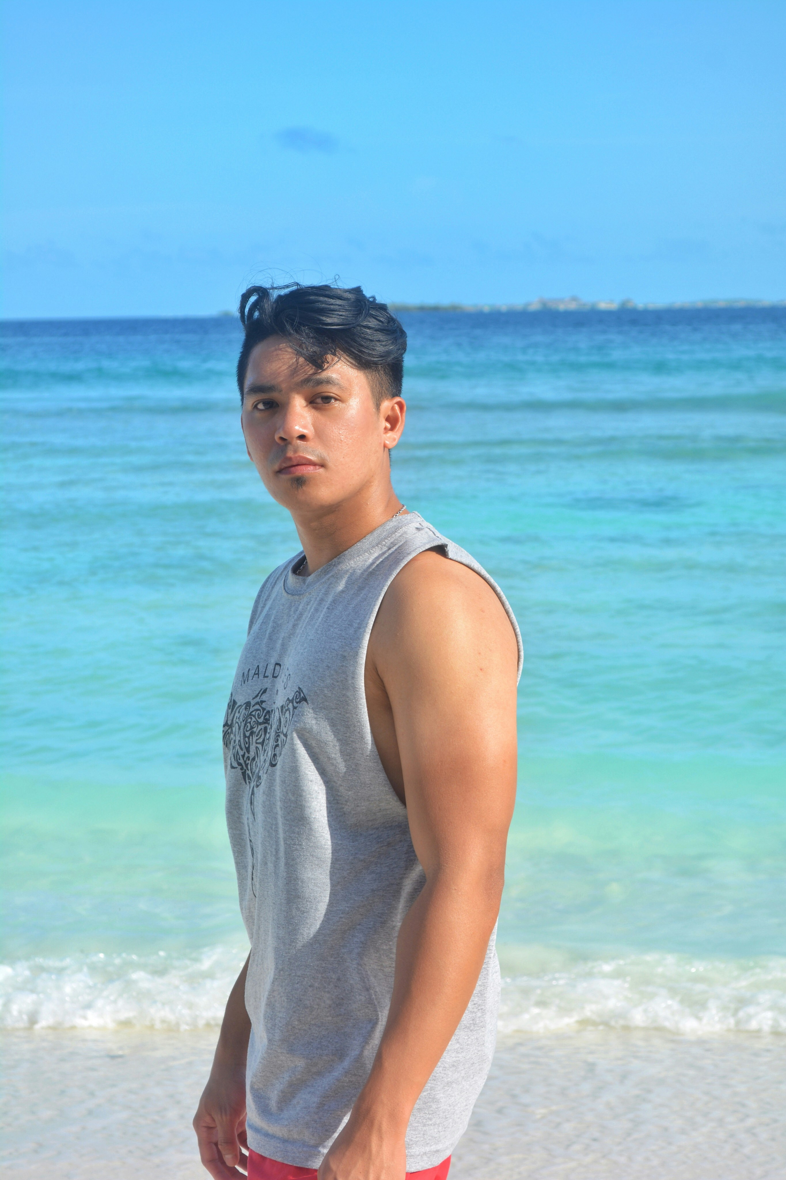 a person standing on a beach