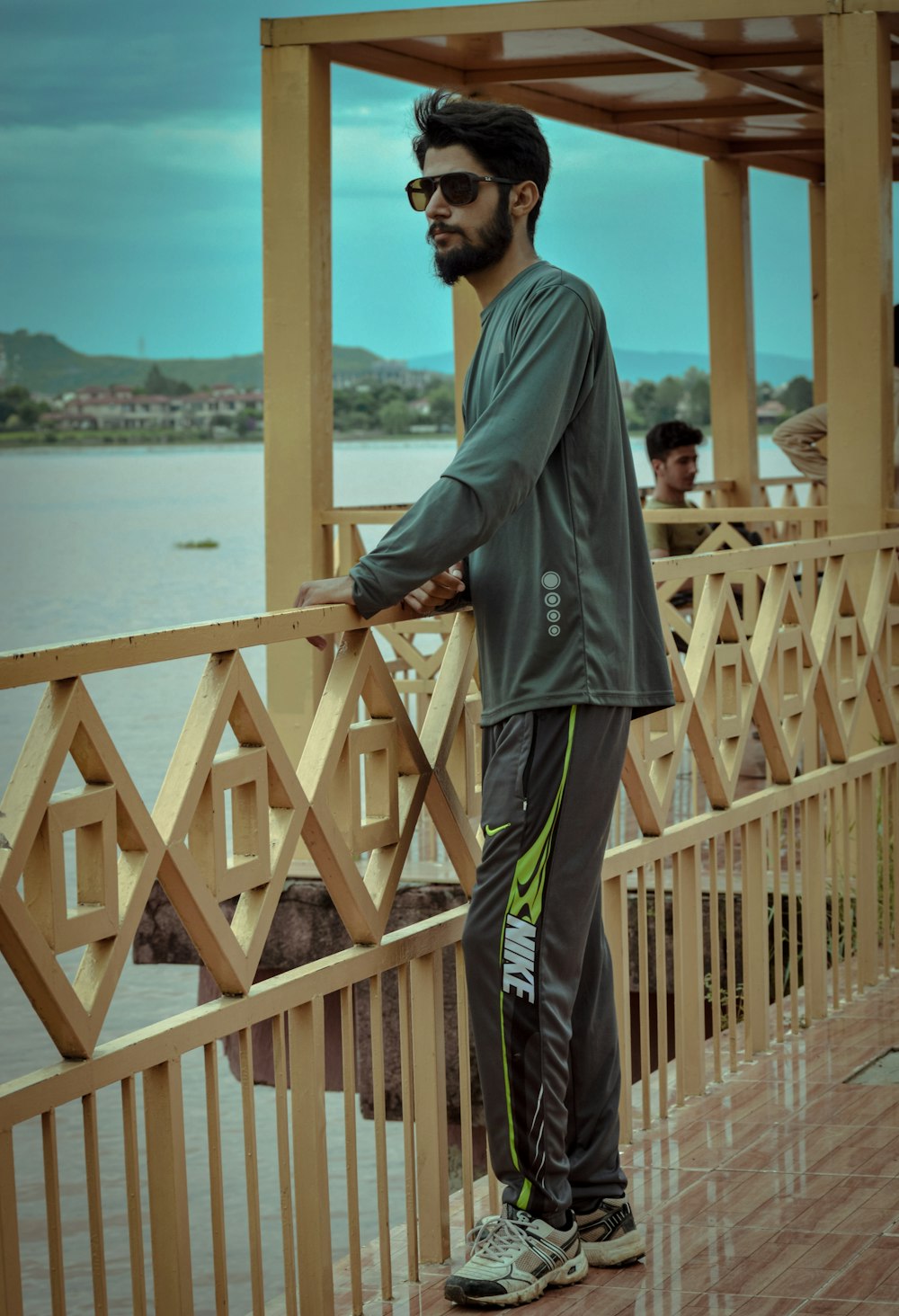 a person standing on a balcony