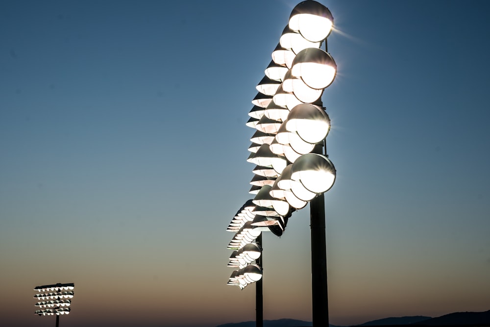 a group of light posts