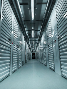 a hallway with metal walls