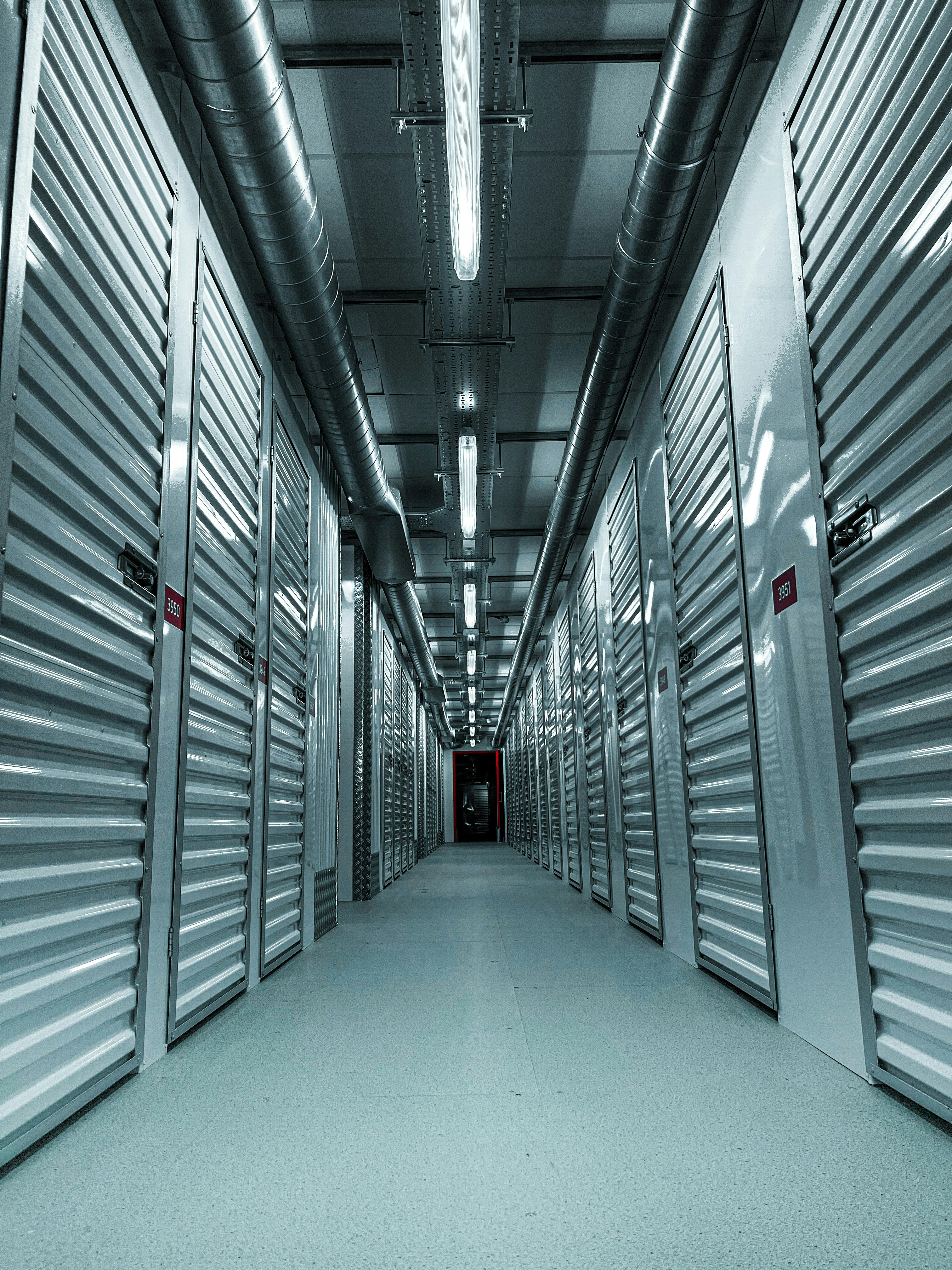 a hallway with metal walls