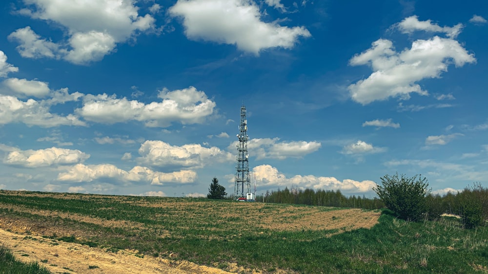 a tower in a field