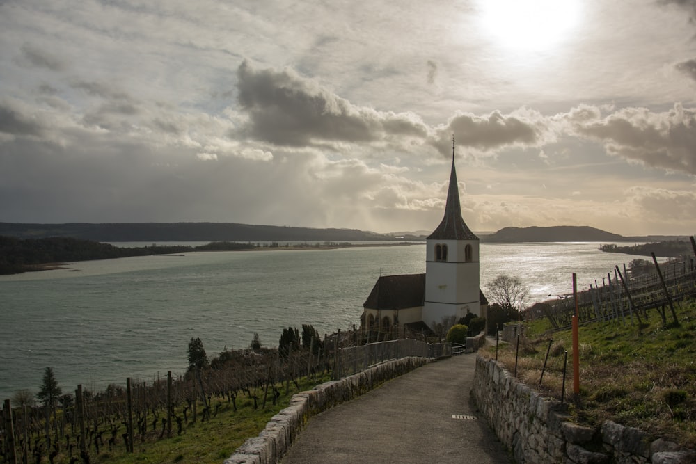 a path leading to a church