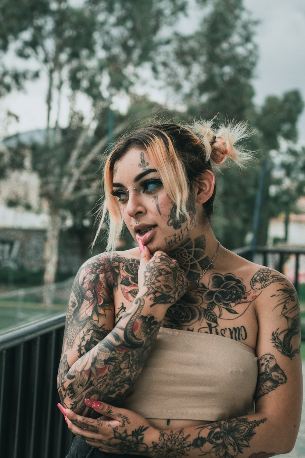 a woman with tattoos