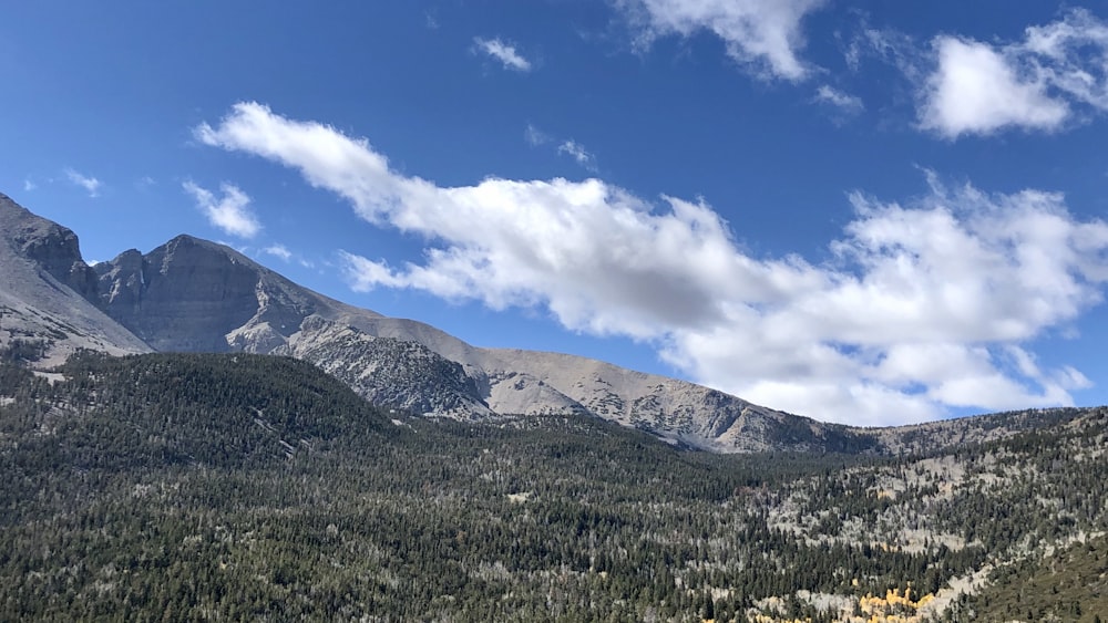 a mountain range with clouds