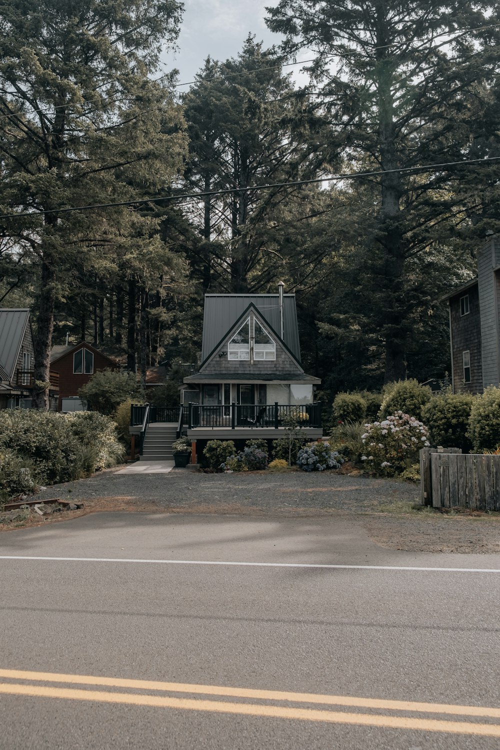 a house with trees around it