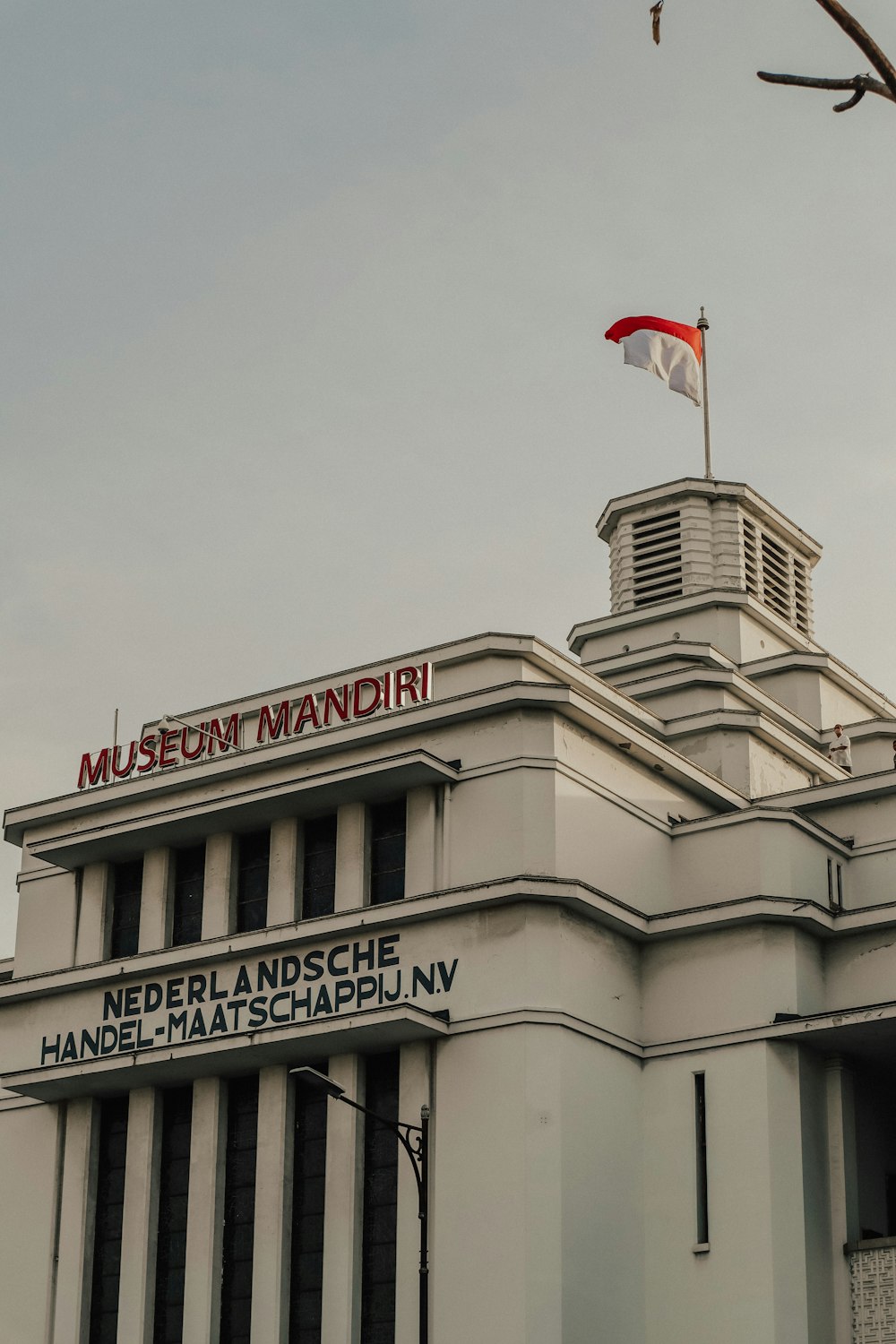 a flag on top of a building