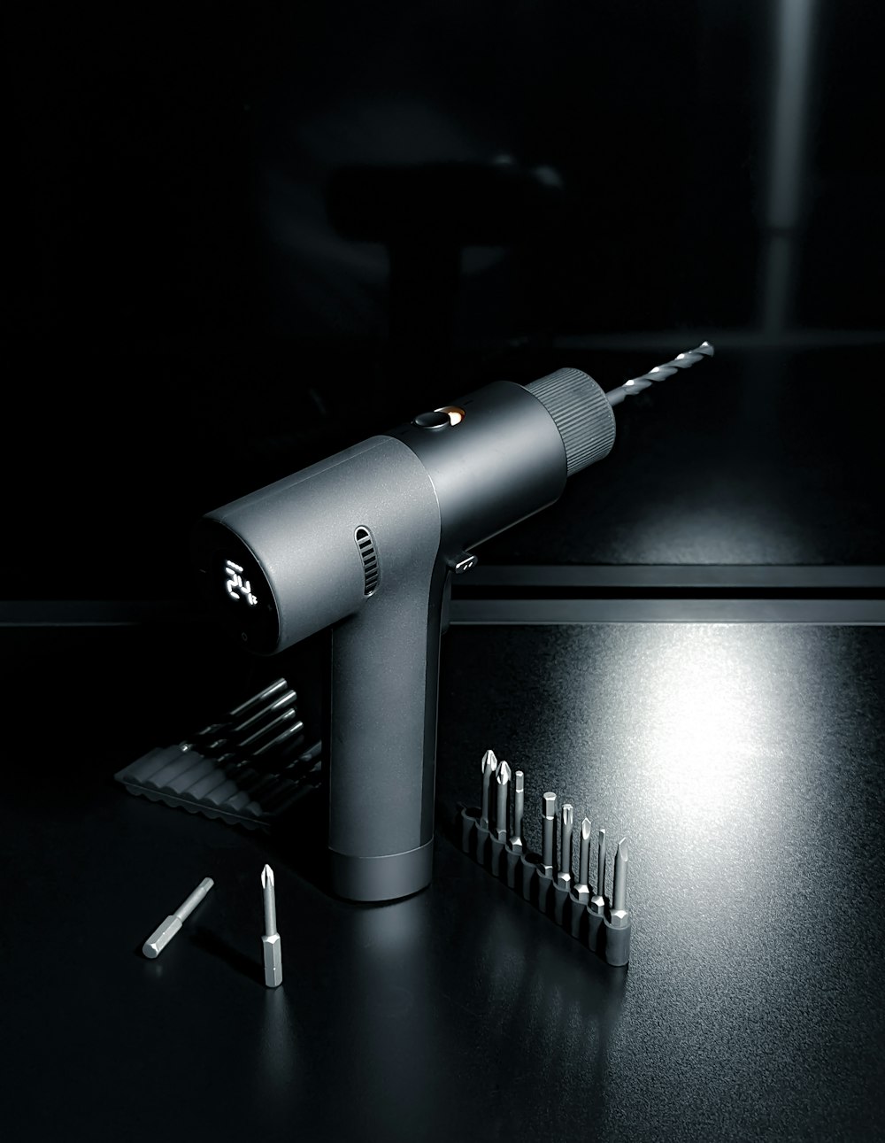 a microphone on a desk