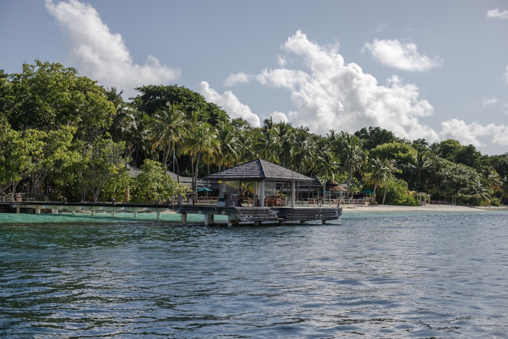 a building on a dock over water