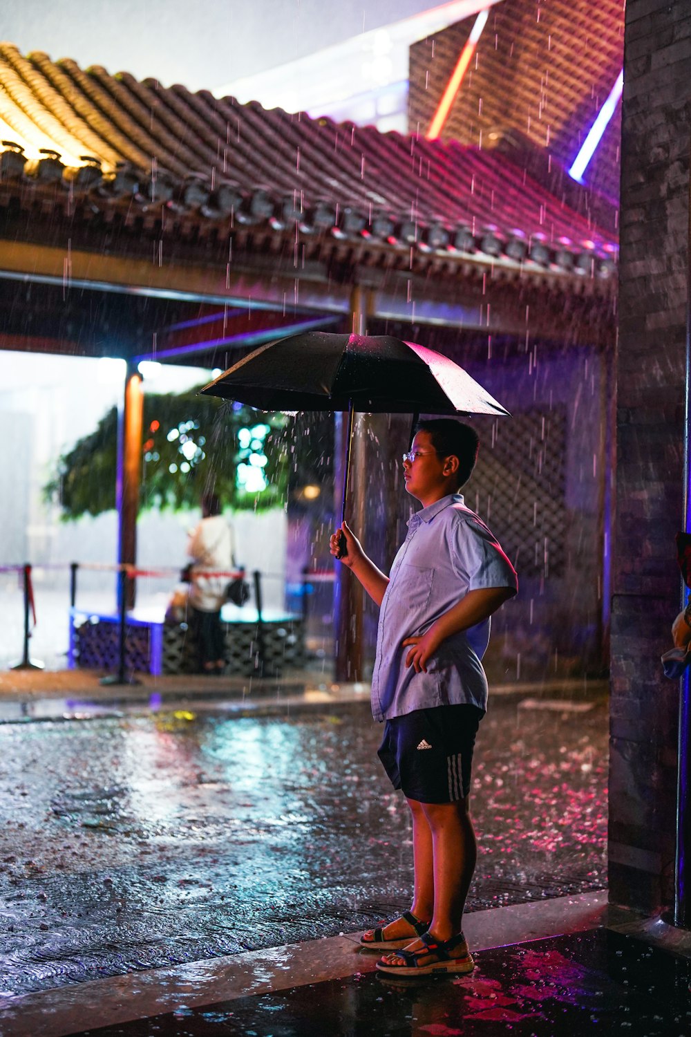 a person holding an umbrella