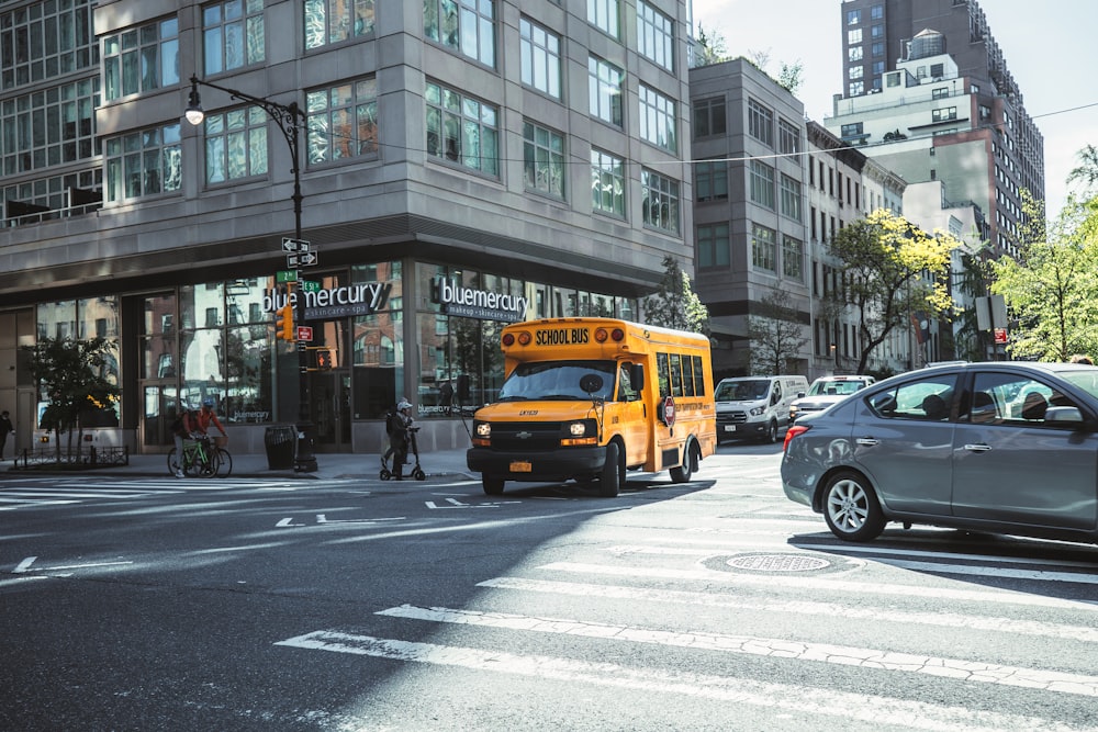 a yellow truck on the street