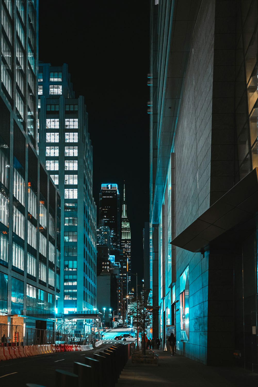 a street with tall buildings on either side of it