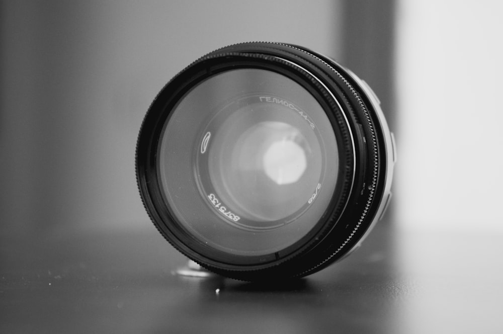 a camera lens on a table