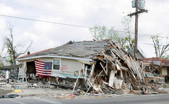 Barber Shop located in Ninth Ward, New Orleans, Louisiana, damaged by Hurricane Katrina in 2005. 