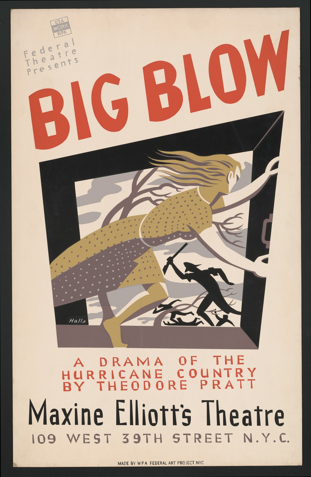 Poster for Federal Theatre Project presentation of "Big Blow" at Maxine Elliott's Theatre, New York City,