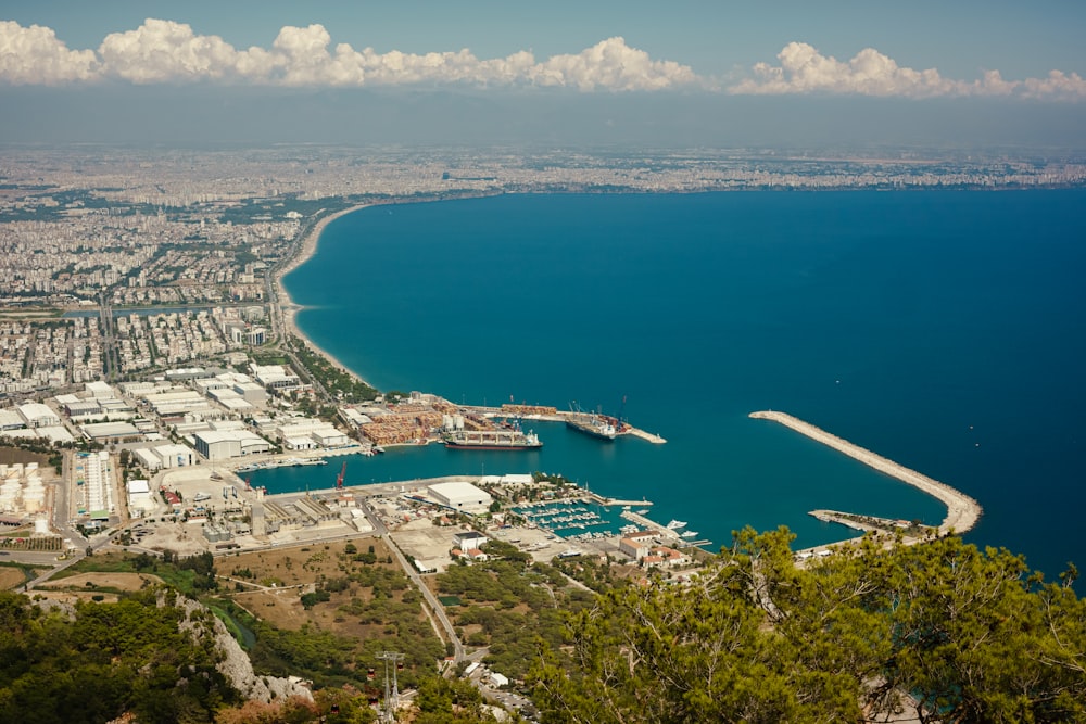 a city next to a body of water