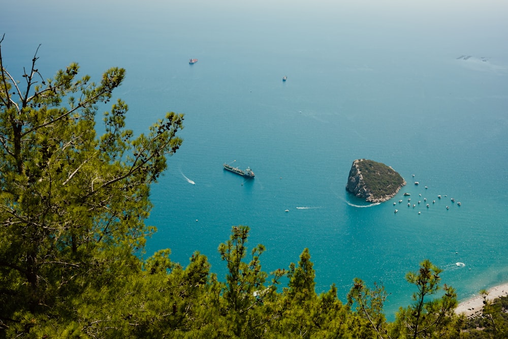 a group of boats in the water