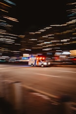 a police car driving down the street
