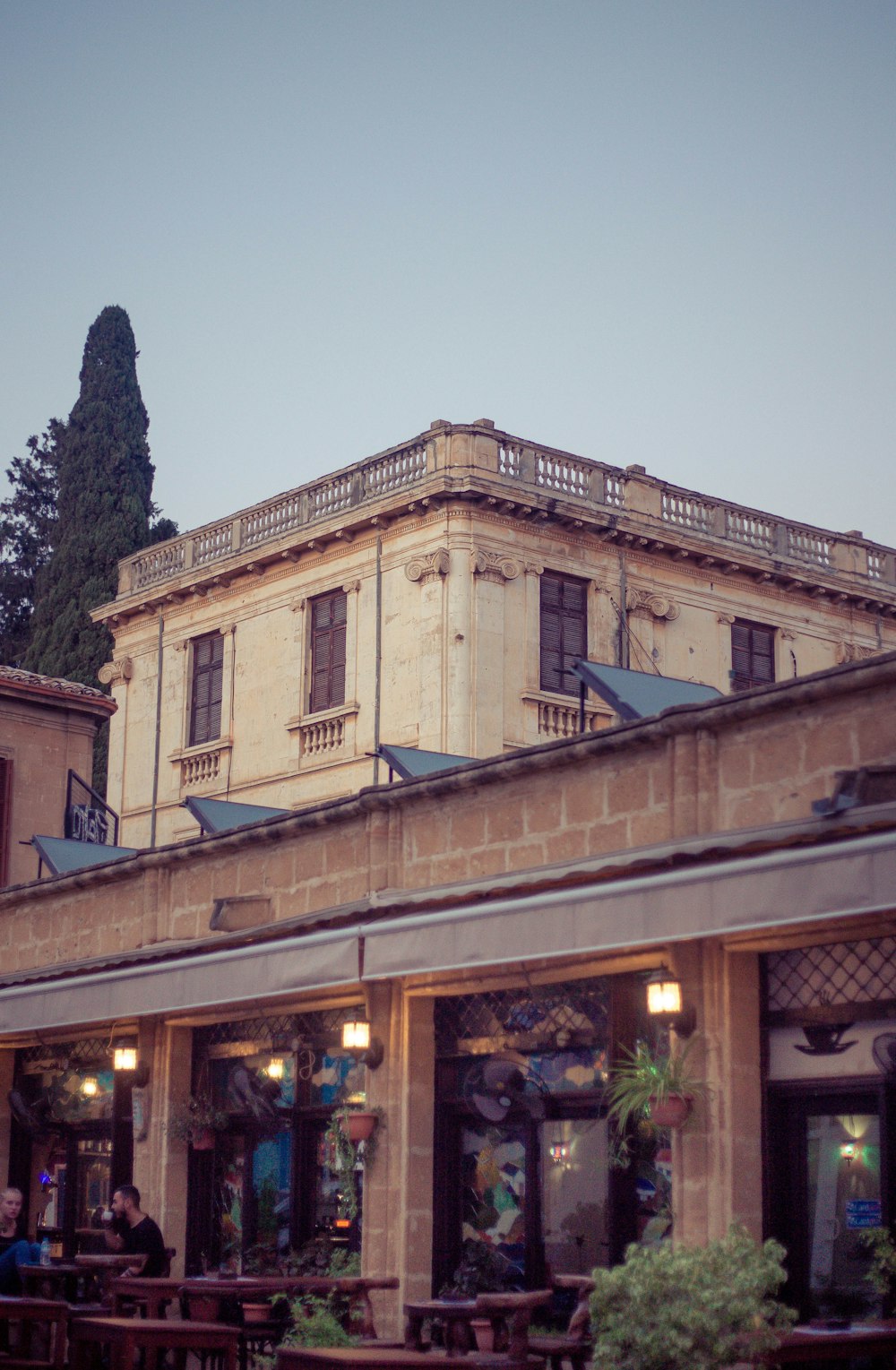 a building with a large balcony