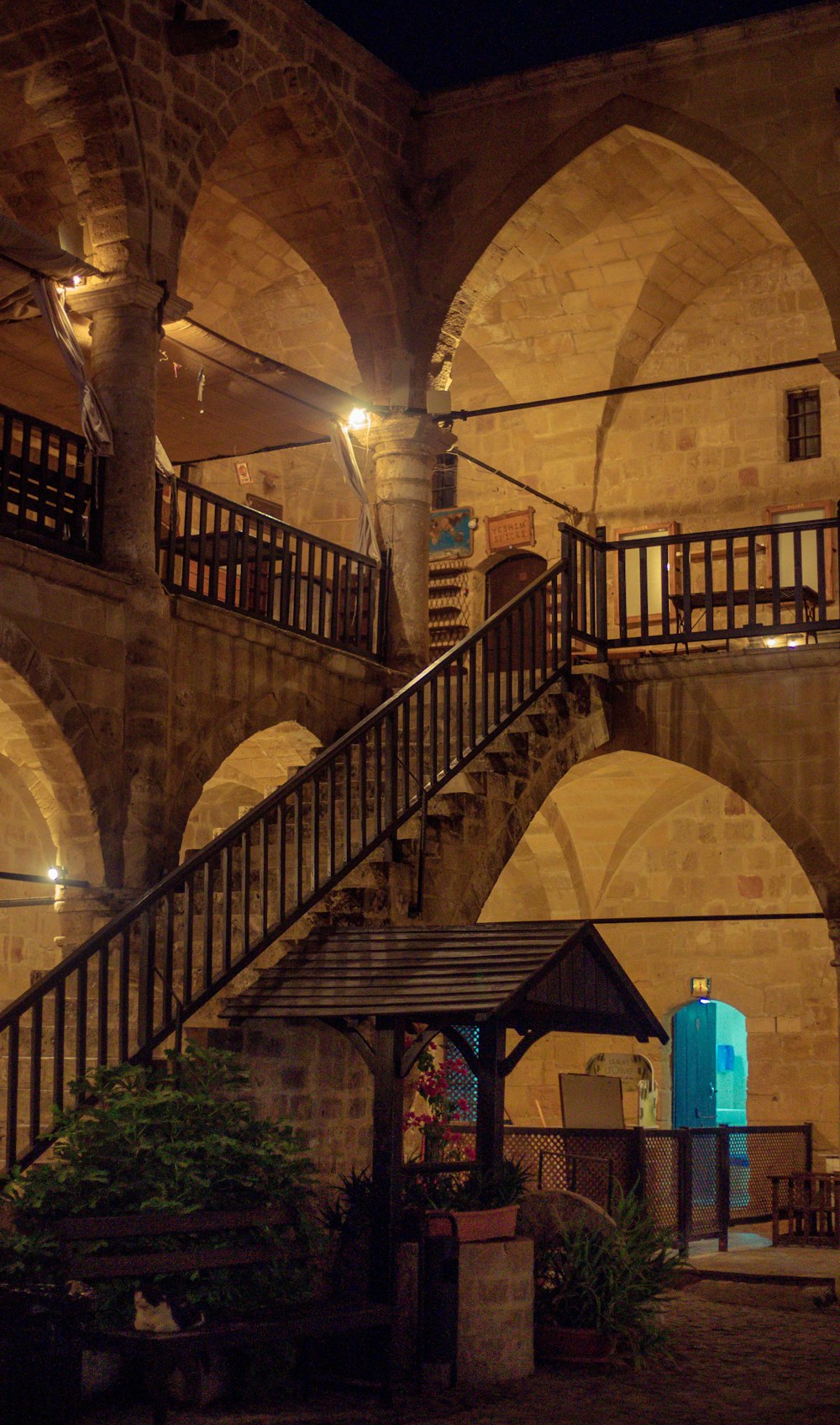 a staircase in a building