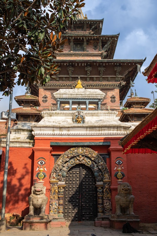 Kathmandu's Durbar Square with ornate temple architecture. Photo by Danylo Istominov on Unsplash.