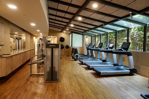 a gym with exercise equipment