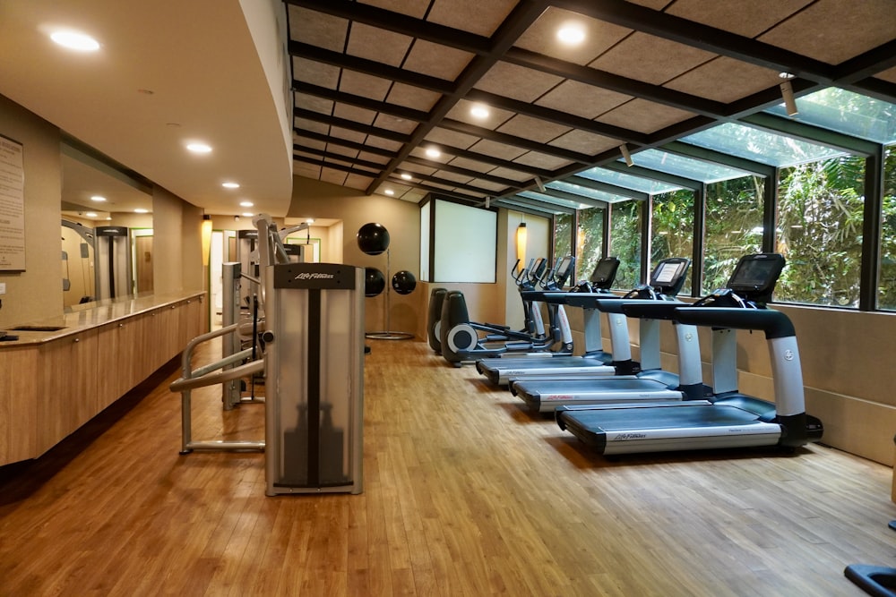 a gym with exercise equipment