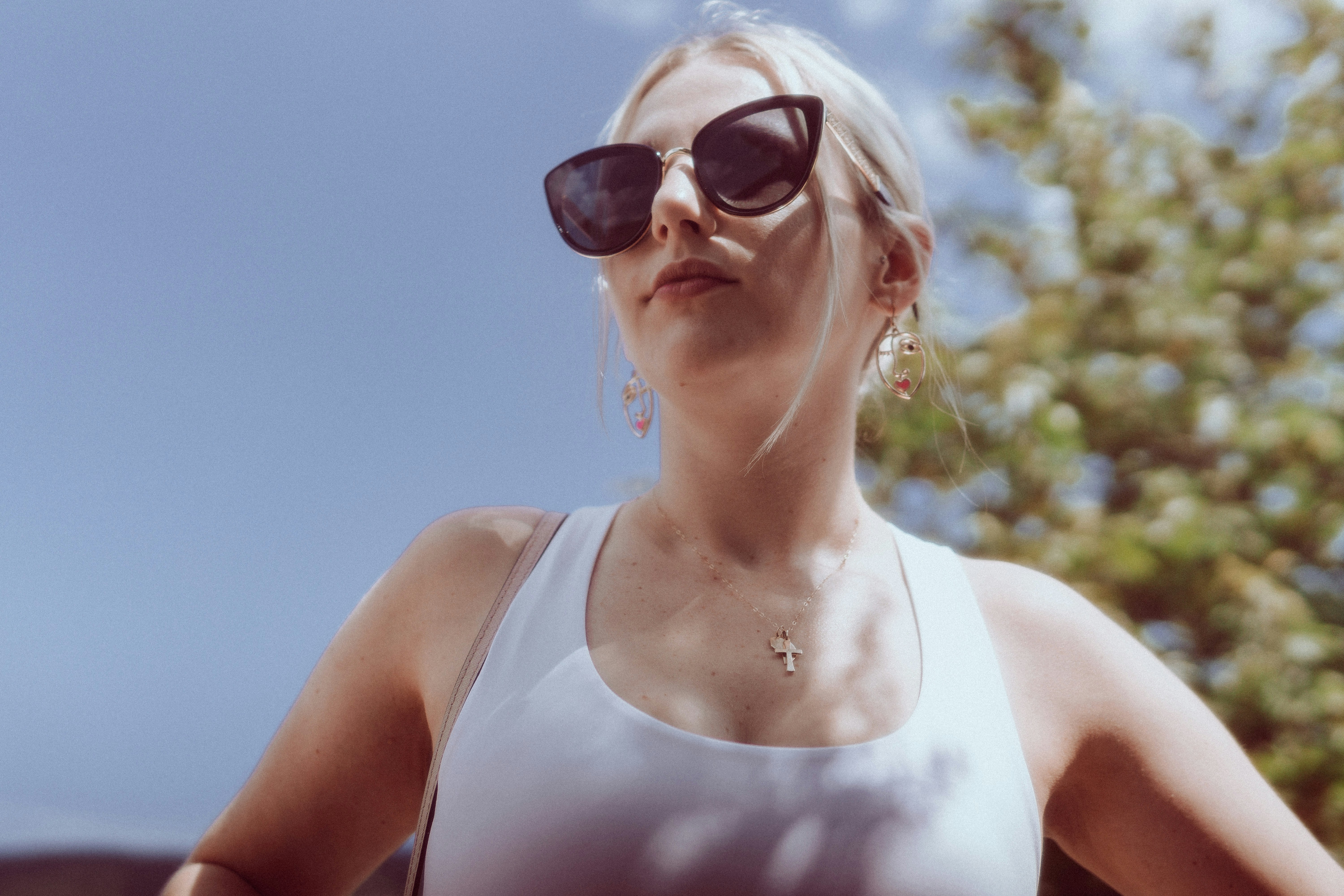 a woman wearing sunglasses