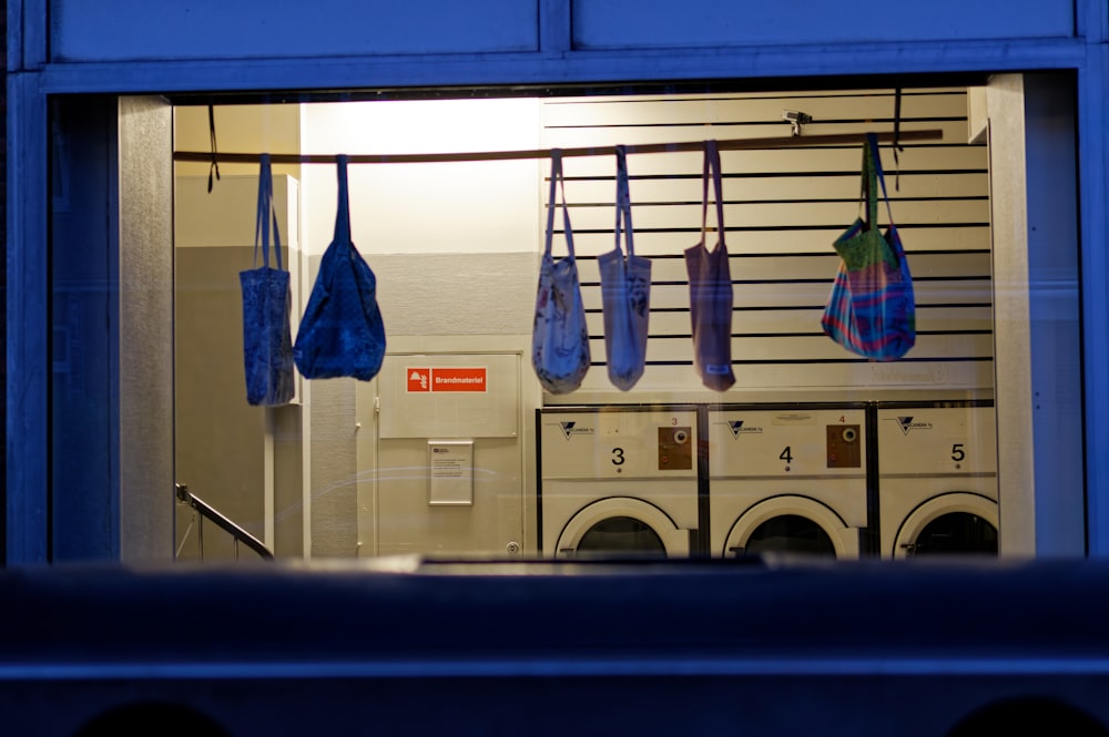 clothes in a laundry room