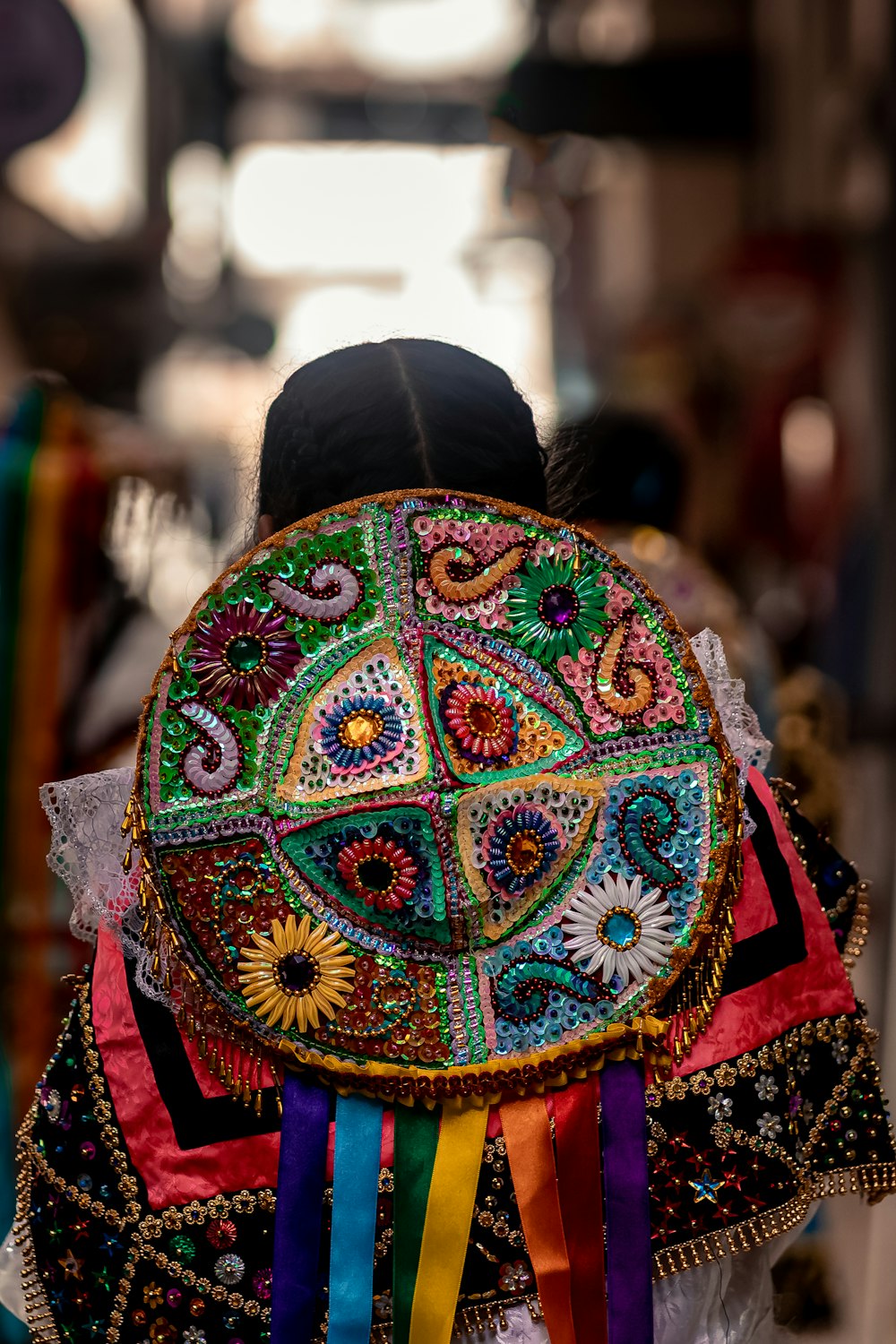 a person wearing a colorful hat