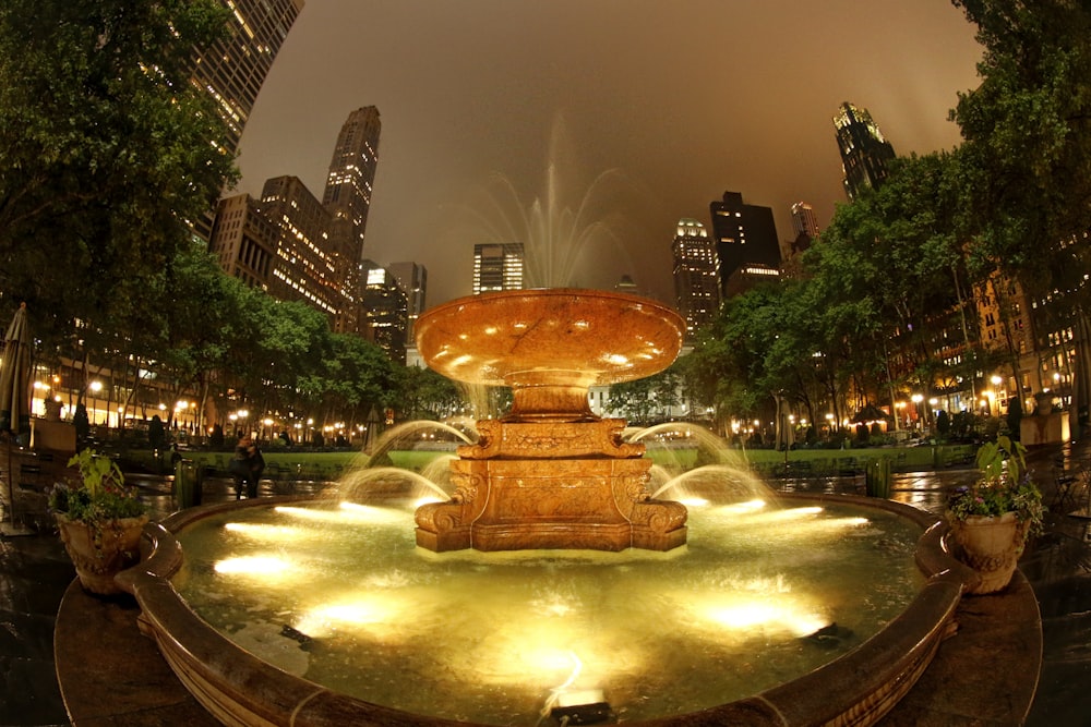 a fountain in a city