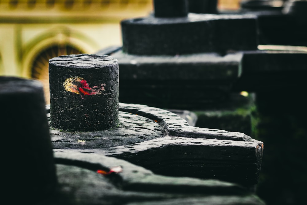 a close-up of a broken brick